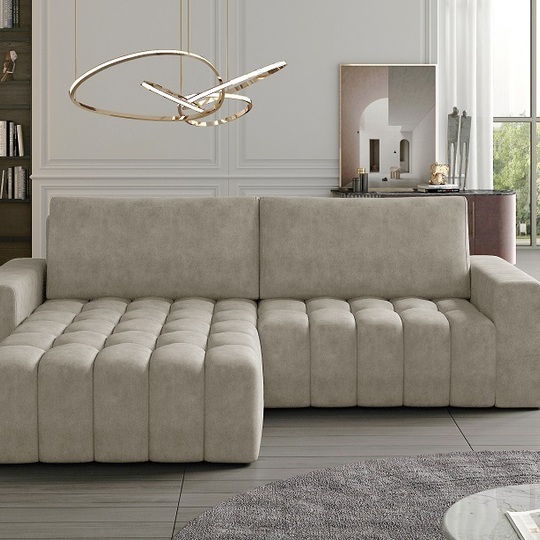 245 cm pločio kampinė sofa su miegojimo funkcija