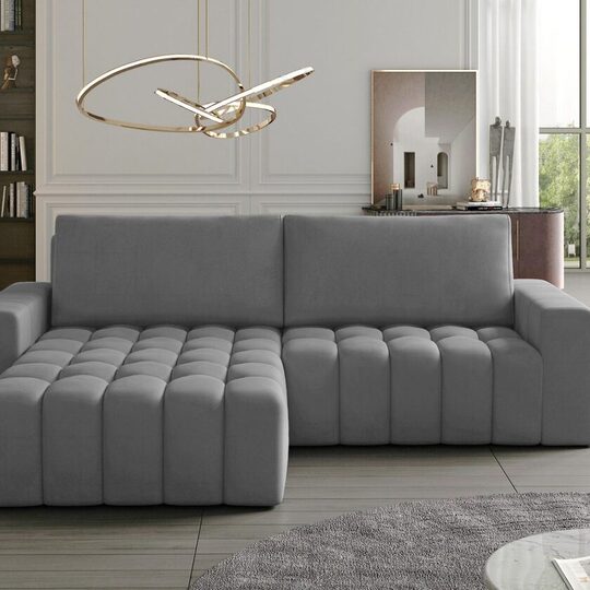 245 cm kampinė sofa su miegojimo funkcija