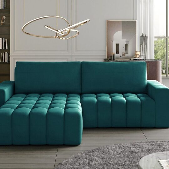 245 cm pločio kampinė sofa su miegojimo funkcija