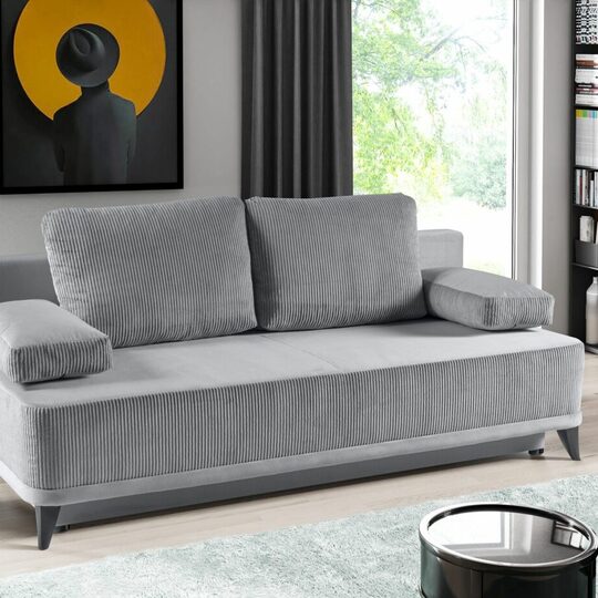 Skandinaviško stiliaus patogi sofa su patalynės dėže