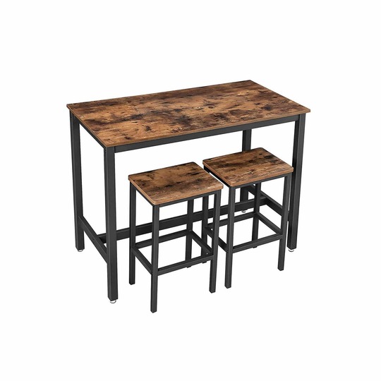Baro stalo ir kėdžių komplektas, 3 dalių, ruda/juoda - Baro stalai