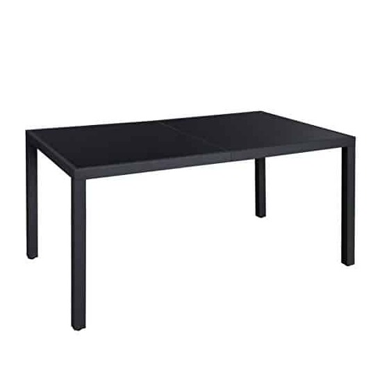Didelis sodo stalas su juodu stiklu 150x90x73cm - Stalai