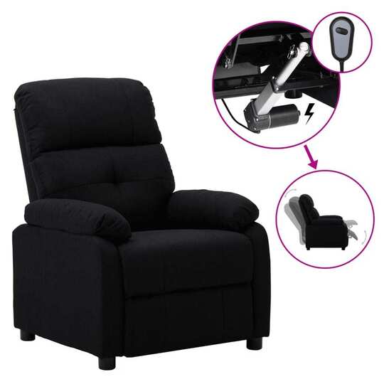 Elektrinė atlošiama kėdė, juodos spalvos, audinys - Foteliai