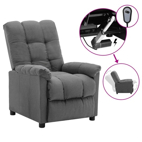 Elektrinis atlošiamas krėslas, šviesiai pilkos spalvos audinio - Foteliai