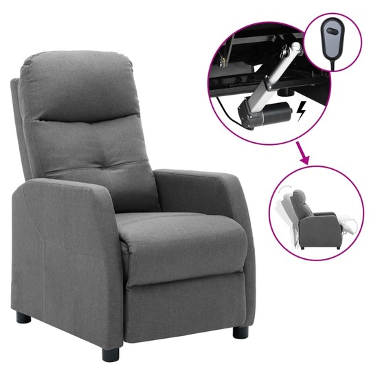 Elektrinis atlošiamas krėslas, šviesiai pilkos spalvos, audinys - Foteliai