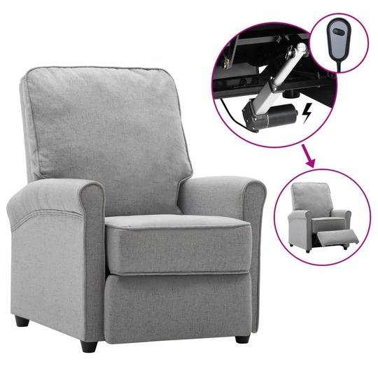 Elektrinis atlošiamas TV krėslas, šviesiai pilkas, audinys - Foteliai