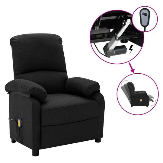 Elektrinis masažinis krėslas, juodos spalvos, audinys - Foteliai
