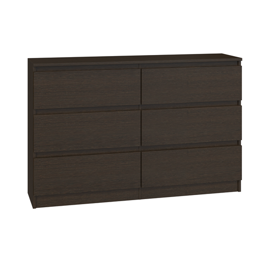 Minimalistinė 6 stalčių komoda wenge spalvos