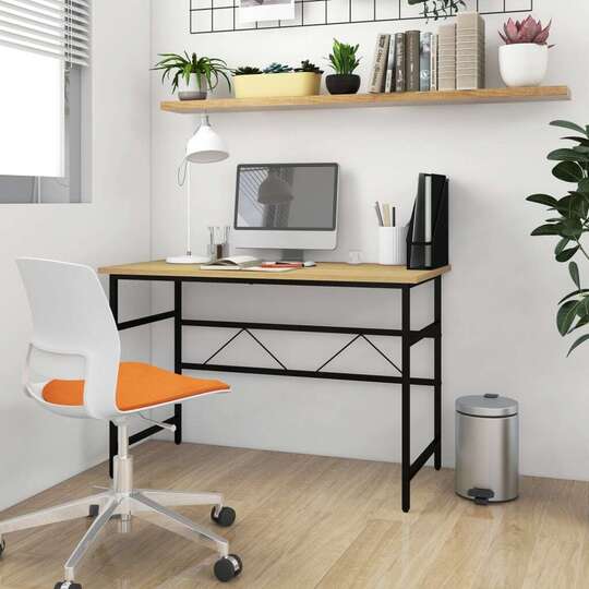 Kompiuterio stalas, juodas/ąžuolo, 105x55x72cm, MDF ir metalas - Darbo stalai