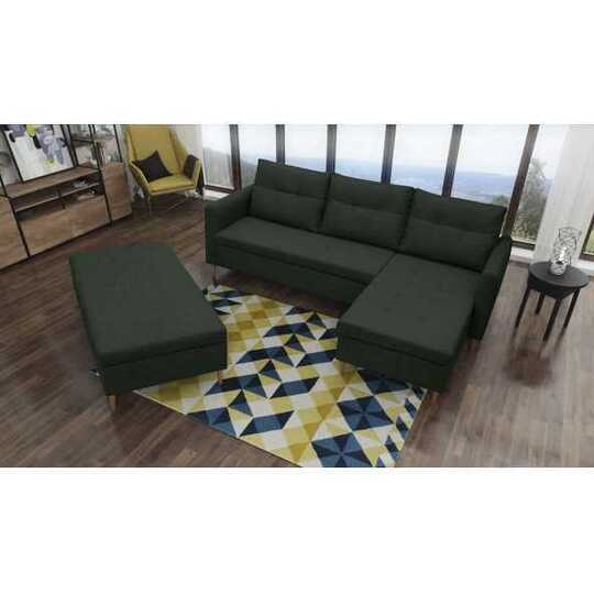 Ergonomiška kampinė sofa su mediniu rėmu ir T30 putomis