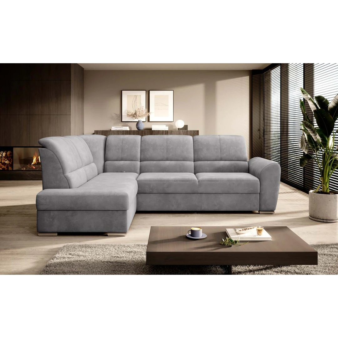 Kampinė sofa EL4067 su dideliu patalynės konteineriu