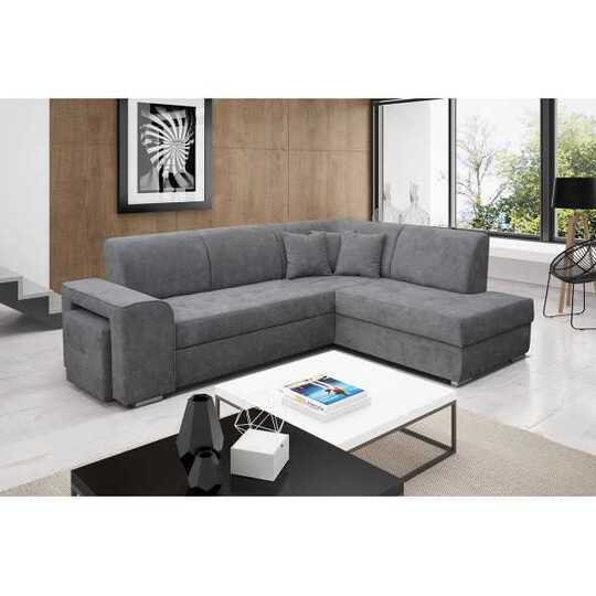 Kampinė sofa su miego funkcija ir patalynės konteineriu