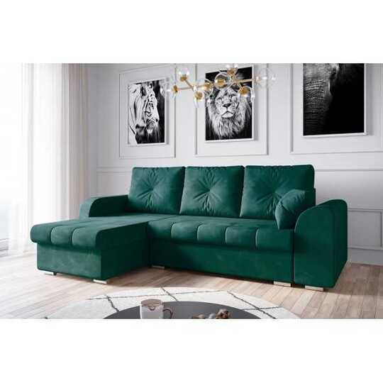 Kampinė sofa su miego funkcija ir velvet 2225 audiniu