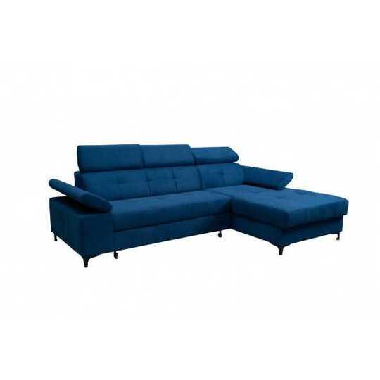 Kampinė sofa su miego funkcija ir mediniu rėmu