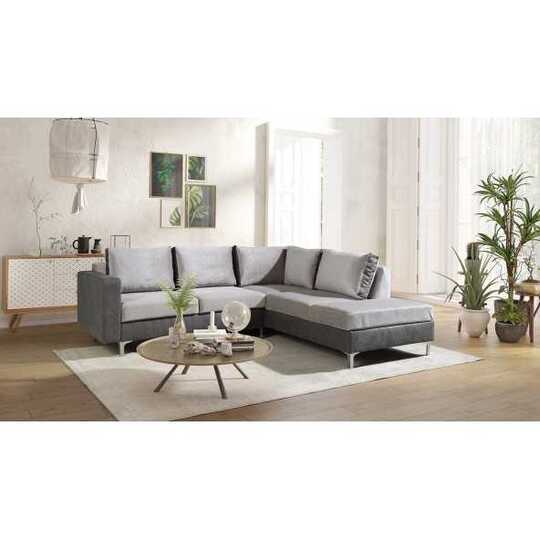 Kampinė sofa su minkštu Velvetto audiniu ir mediniu rėmu