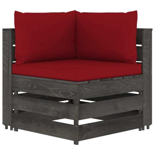 Mod. kampinė sofa su pagalvėmis, pilkai impregnuota mediena - Foteliai, sofos