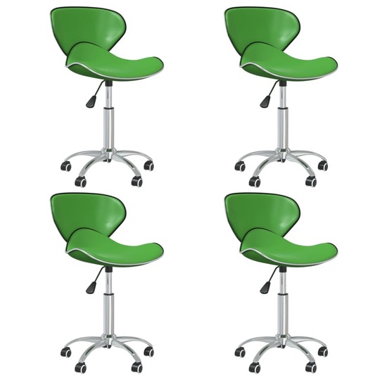 Pasukamos valgomojo kėdės, 4vnt., žalios spalvos, dirbtinė oda - Pusbario kėdės