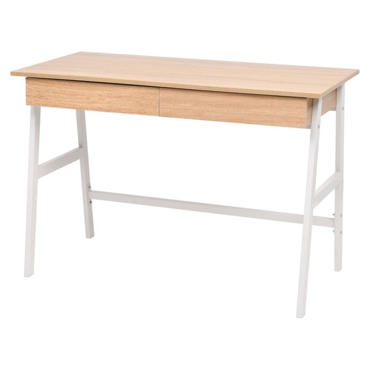 Rašomasis stalas (110x55x75 cm, balta ir ąžuolo sp.) - Darbo stalai