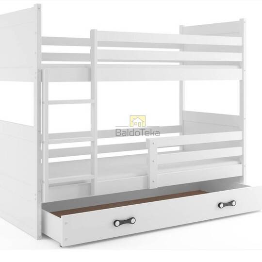 RICO (balta) bms vaikiška dviaukštė lova + čiužiniai - Lovos