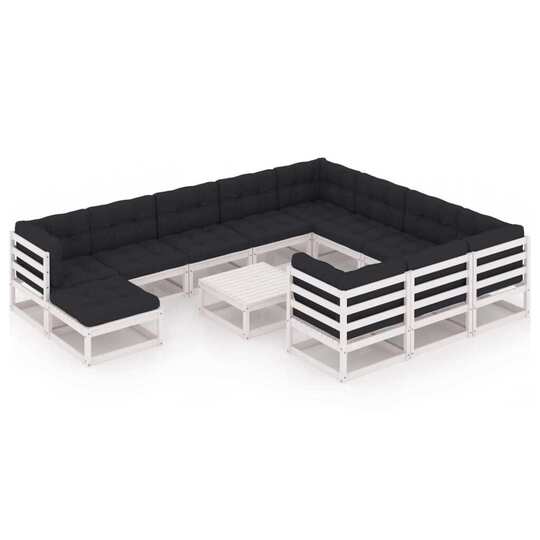 Sodo komplektas su pagalvėlėmis (12 dalių, baltos sp.) - Lauko baldų komplektai