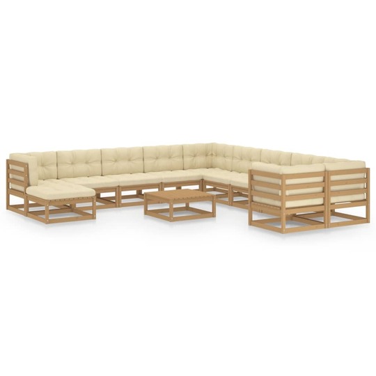 Sodo komplektas su pagalvėlėmis (12 dalių, medaus rudas) - Lauko baldų komplektai