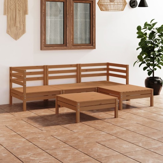 Sodo poilsio baldų komplektas (5 dalių, medaus ruda) - Lauko baldų komplektai