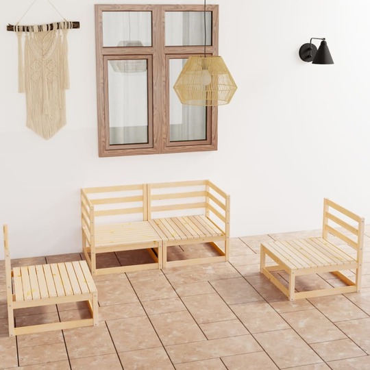 Sodo poilsio baldų komplektas, pušies medienos masyvas, 4 dalys - Lauko baldų komplektai