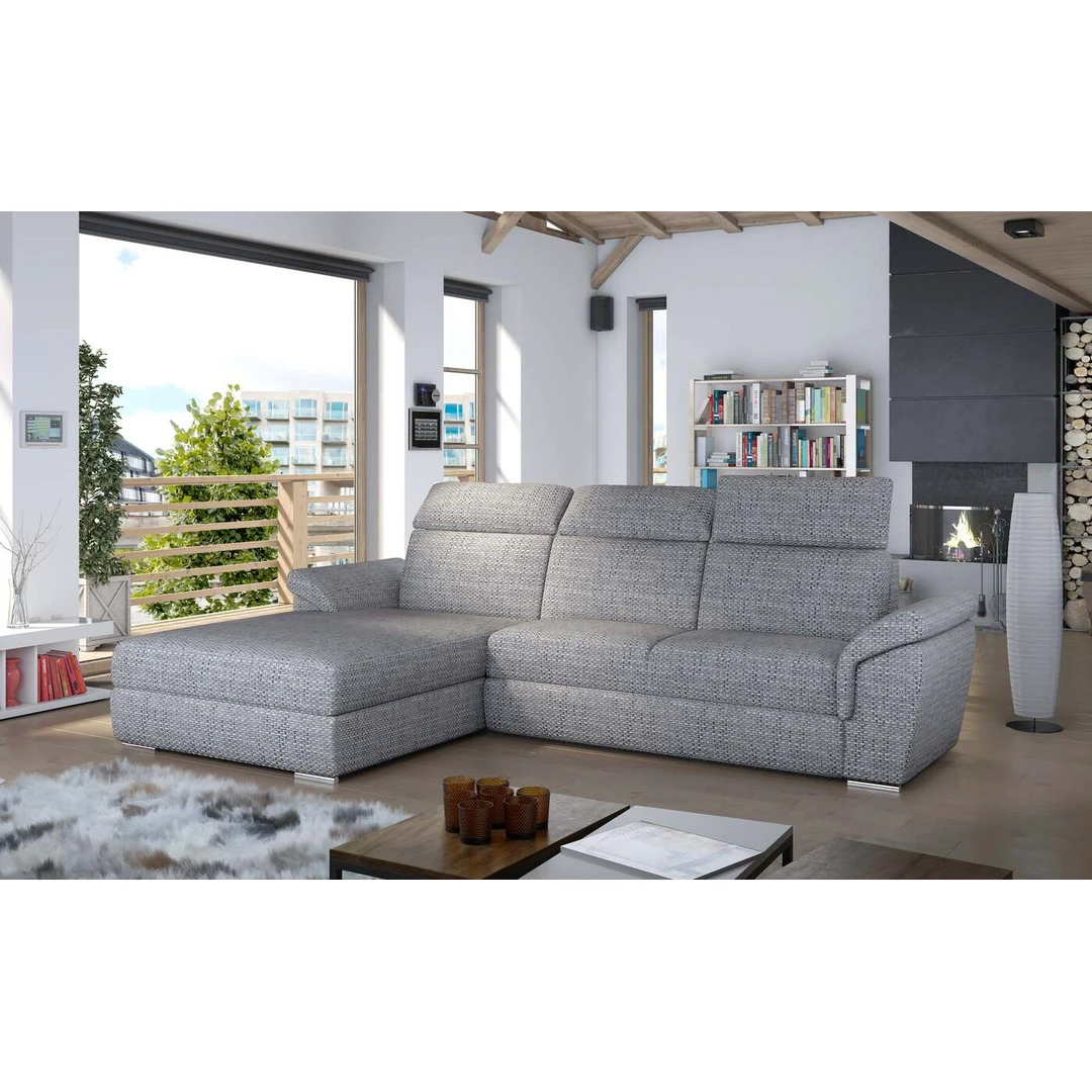 Stilinga ir patogi kampinė sofa EL5961 su išskleidžiamu delfinu