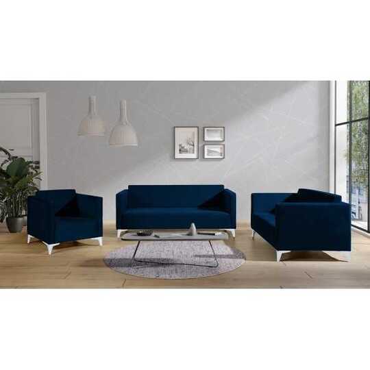 Trivietė sofa Solo 263, balta blizgi