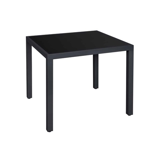 Terasinis stalas su juodo stiklo stalviršiu 85x85x73cm - Stalai