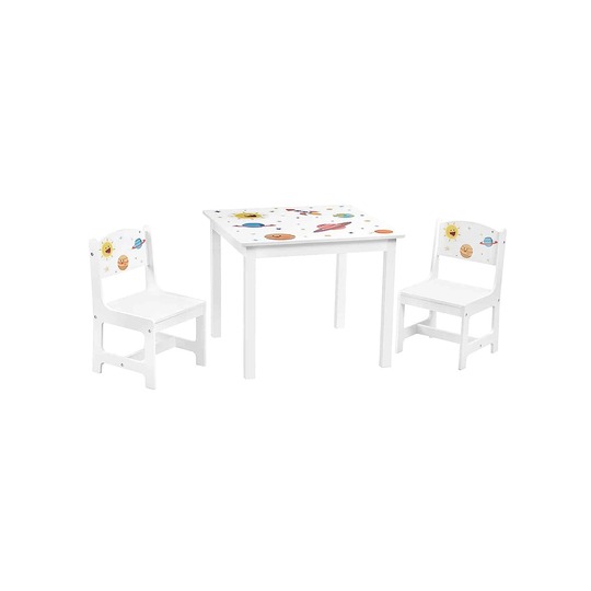 Vaikiškas stalo komplektas su 2 kėdėmis, baltas - Baldų komplektai