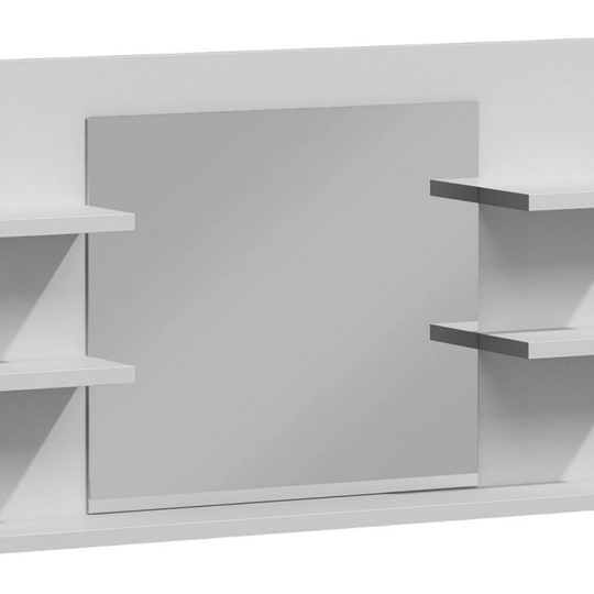 Vonios veidrodis su lentynėlėmis Lumo L5, baltas - Vonios lentynos