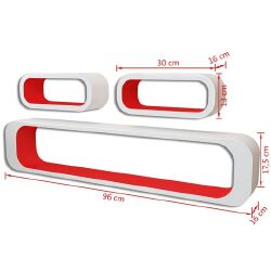 3 Baltai Raudonos MDF Lentynos - Lentynos