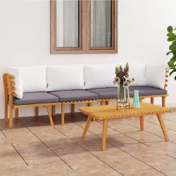 4 dalių sodo baldų komplektas su pagalvėmis, akacijos masyvas