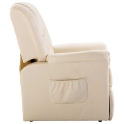 Atlošiamas krėslas, kreminės spalvos dirbtinė oda - Foteliai