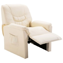 Atlošiamas krėslas, kreminės spalvos dirbtinė oda - Foteliai
