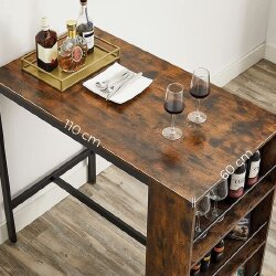 Baro stalas su lentynomis 110 x 60 x 100 cm., ruda/juoda - Baro stalai