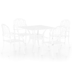 Bistro baldų komplektas 5 dalių, baltas, lietas aliuminis - Lauko baldų komplektai