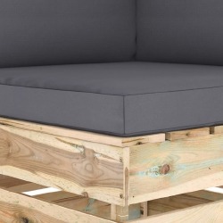 Dvivietė sodo sofa su pagalvėlėmis, žaliai impregnuota mediena, pilka - Foteliai, sofos