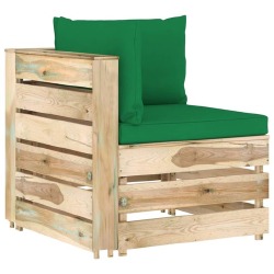 Dvivietė sodo sofa su pagalvėlėmis, žaliai impregnuota mediena, žalia - Foteliai, sofos