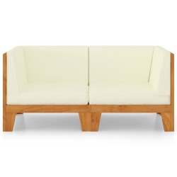 Dvivietė sofa su kreminėmis pagalvėlėmis, akacijos masyvas - Foteliai, sofos