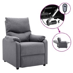 Elektrinis masažinis TV krėslas, šviesiai pilkas, audinys - Foteliai