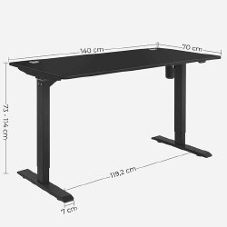 Elektrinis, reguliuojamo aukščio rašomasis stalas, juodos spalvos - Darbo stalai