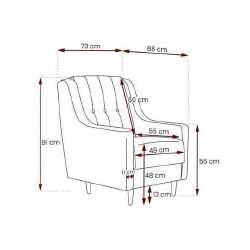 Patogi kėdė su 55 cm gylio sėdynė ir 60 cm atlošu