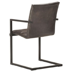 Gembinės valgomojo kėdės, tikra oda, 4vnt., pilkos spalvos - Kėdės