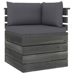 Kampinė sodo sofa iš palečių su pagalvėlėmis (antracito sp.) - Foteliai, sofos