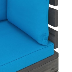 Kampinė sodo sofa iš palečių su pagalvėlėmis (pušies med.) - Foteliai, sofos