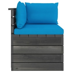 Kampinė sodo sofa iš palečių su pagalvėlėmis (pušies med.) - Foteliai, sofos