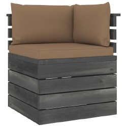 Kampinė sodo sofa iš palečių su pagalvėlėmis (pušinė) - Foteliai, sofos