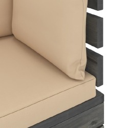 Kampinė sodo sofa iš palečių (su pagalvėlėmis, smėlio sp.) - Foteliai, sofos